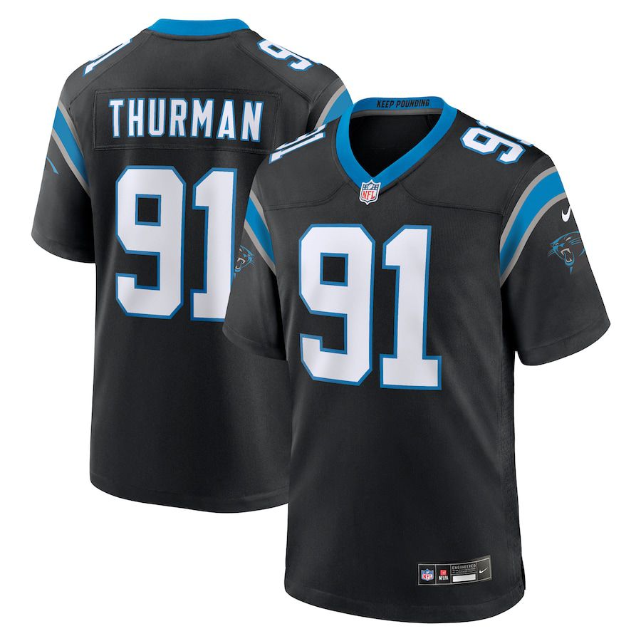 Men Carolina Panthers #91 Nick Thurman Nike Black Team Game NFL Jersey